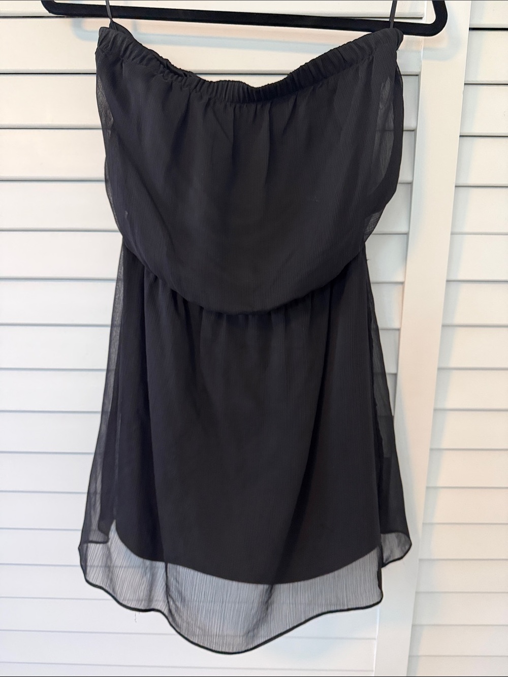 Express Strapless Black Chiffon Mini Dress